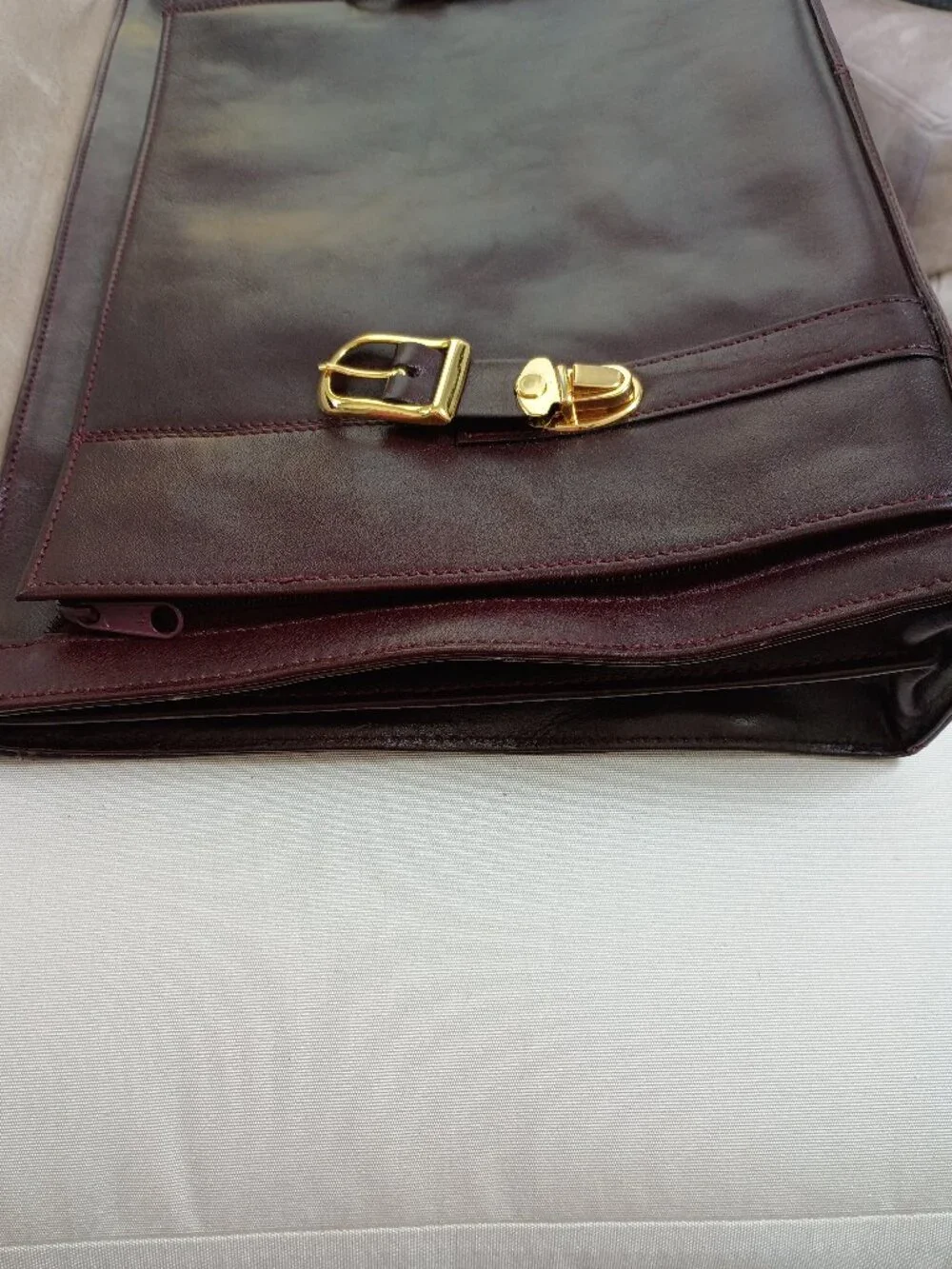 Vintage Giorgio Bernini Reddish-Brown Leather Briefcase Attache Bag Portfolio